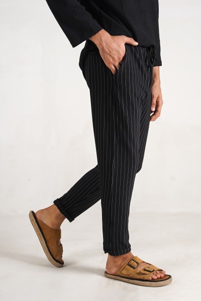 Çizgili Duble Paça Jogger Pantolon 