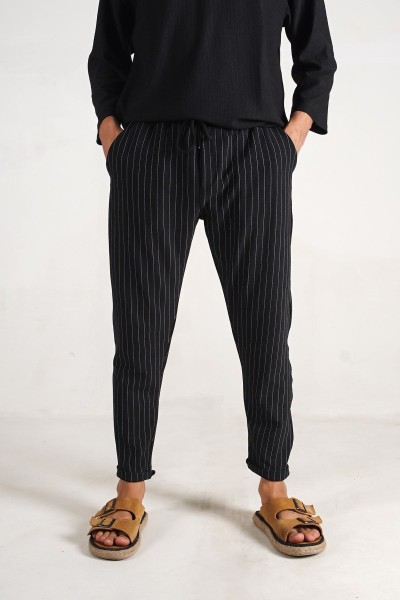 Çizgili Duble Paça Jogger Pantolon 